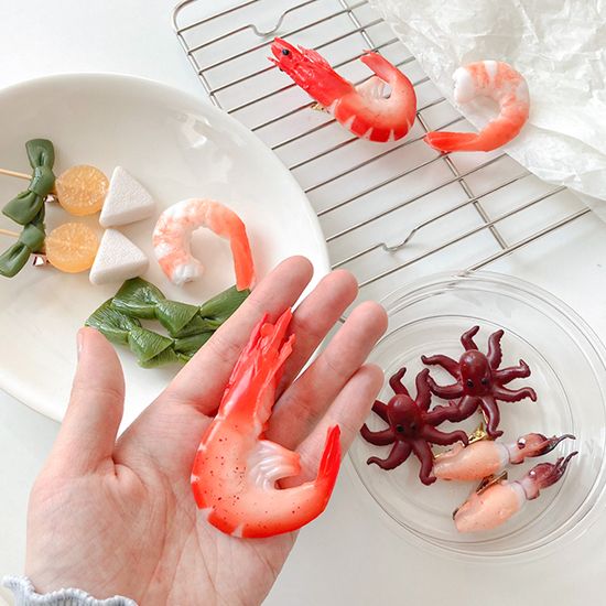 해산물 음식 헤어핀 머리핀 악세사리 선물 6종