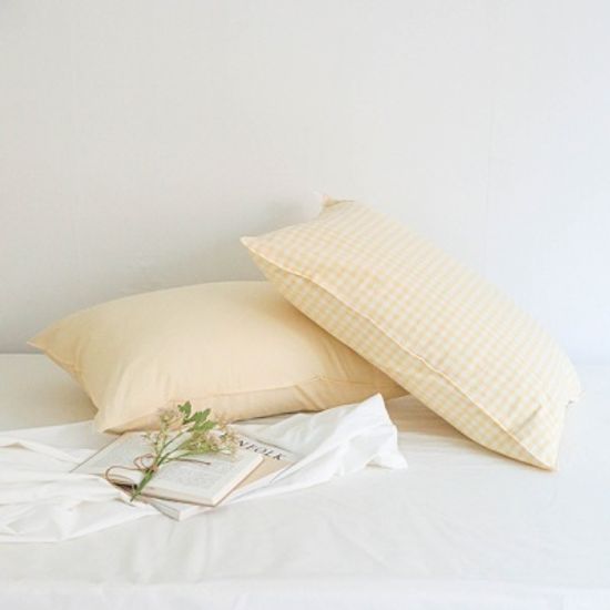 멜란 워싱 면 베개 커버-6컬러 (체크/무지)