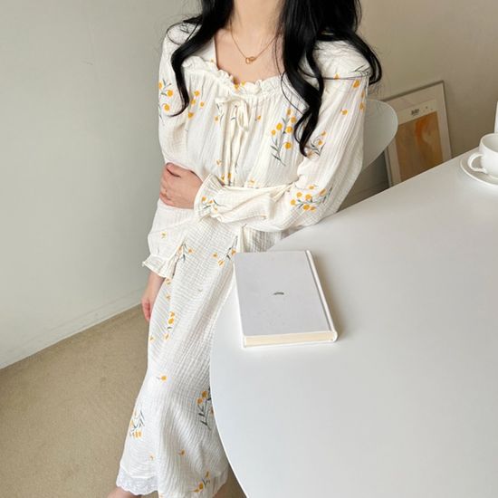 봄봄 순면 원피스 잠옷 홈웨어 면잠옷