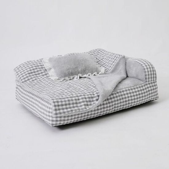 강아지 침대 쿠션 체크그레이 WDB95E2