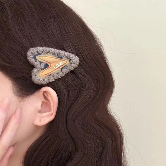 하트 헤어 머리핀 털실 옆머리 헤어핀 집게삔 똑딱핀