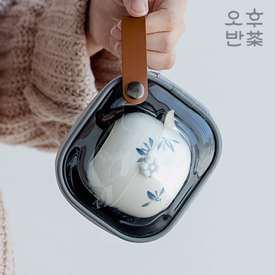 오후반차 난초꽃 1인 휴대용 다도세트 쾌객배 