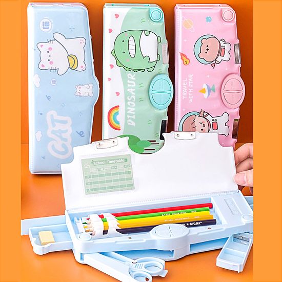 특이한 다기능 귀여운 캐릭터 세우는 대용량 사각필통