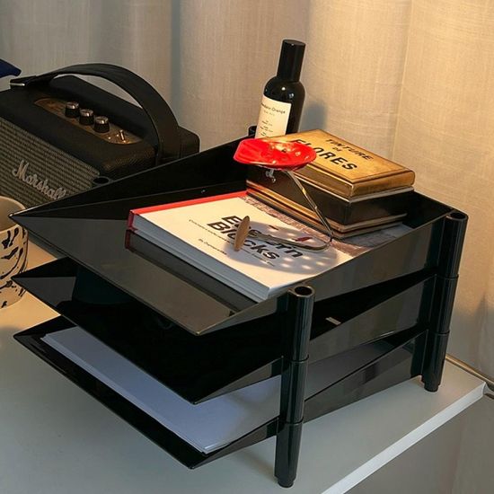 3단 빈티지 자유자재 수납 테이블 서류 정리 트레이