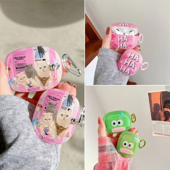 에어팟 3 2 1 프로 라운드 캐릭터 키링 실리콘 케이스