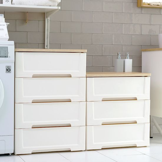 화이트 이노스 우드상판 3단 플라스틱 서랍장 정리함