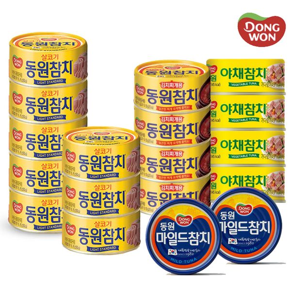 [동원] 라이트스태다드참치 8캔+마일드/야채/찌개 4캔