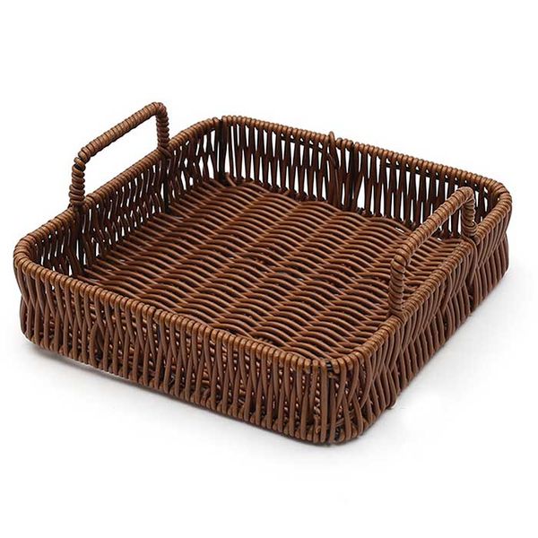 BONITA 사각 라탄짜임 바구니 트레이 약22x22cm 월넛