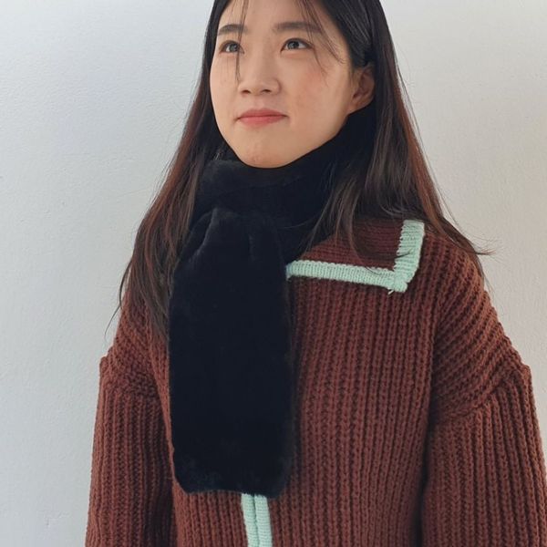 페이크퍼 미니 목도리 머플러 블랙(WFJQ5SY)