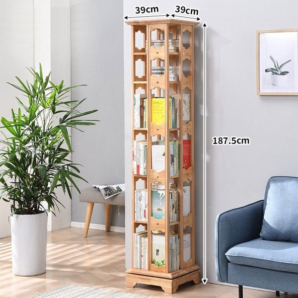 원목 360도 회전 6단 책장 (네츄럴) (폭:39cm)
