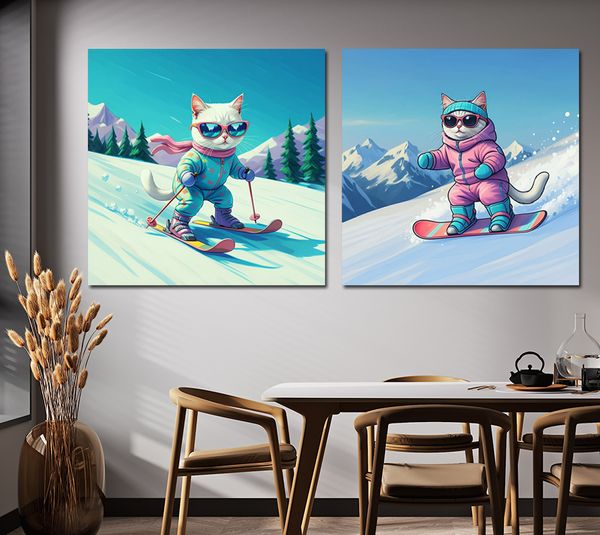 팝아트 고양이 그림 겨울 인테리어 액자 아이방 중형