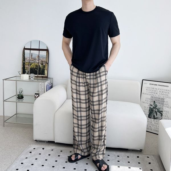 골피아 남자 여름 시원 쿨소재 체크 밴딩 팬츠
