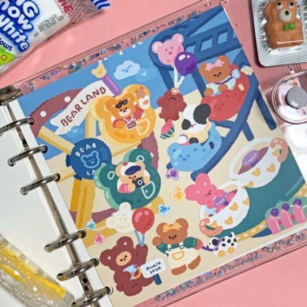 오메베어 곰도리 놀이동산 씰스티커