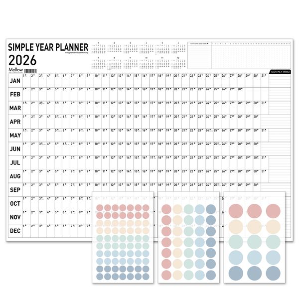디자인원 연간 플래너 2026 포스터 달력 1매+스티커