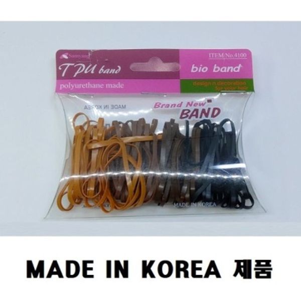 TPU국내산 바이오밴드 머리고무줄 브라운 100pcs 헤어
