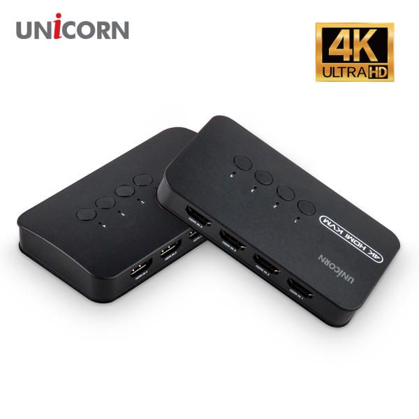 유니콘 4K 4포트 HDMI KVM스위치 모니터 키보드마우스