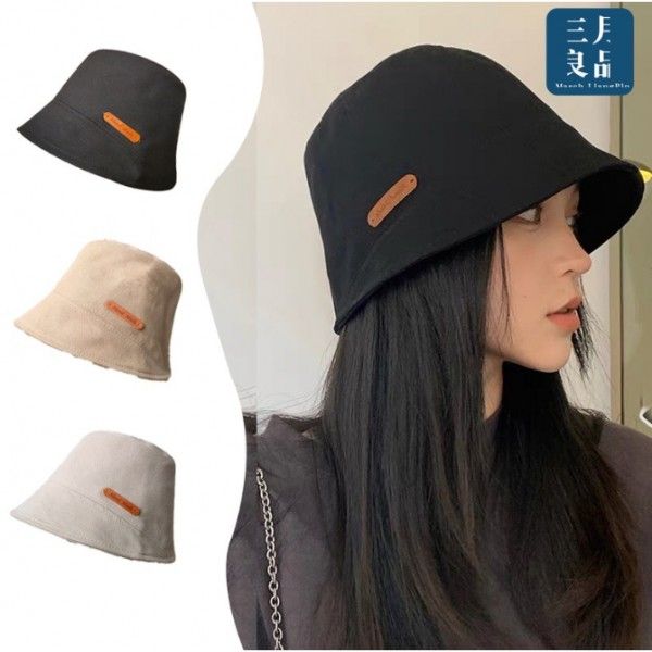 라벨 면 코튼 버킷햇 데일리 벙거지 모자