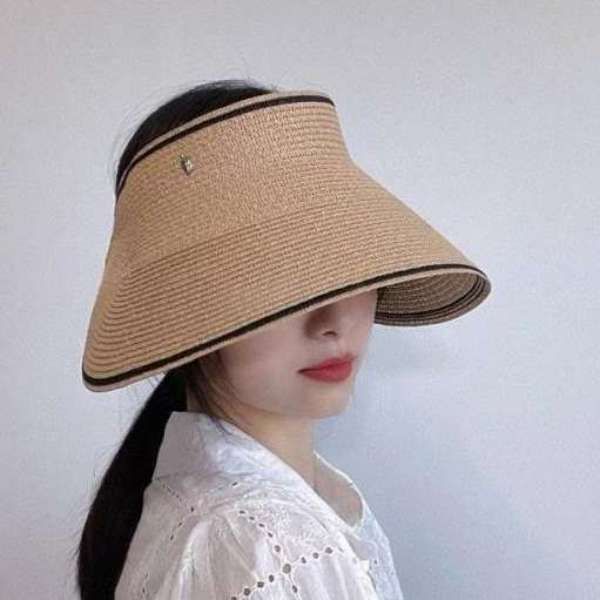 [애슬릿]지사 썬캡 모자 여성 여름 밀짚 라탄 와이드
