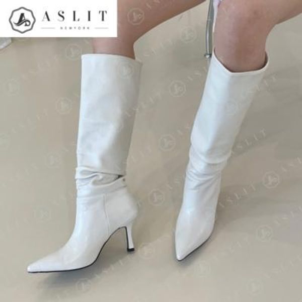 [애슬릿]스틸레토 여성 심플 셔링 롱 부츠 힐 8cm