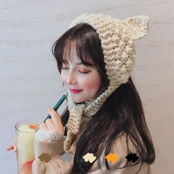 고양이 뜨개귀마개 여자 니트귀도리 5color