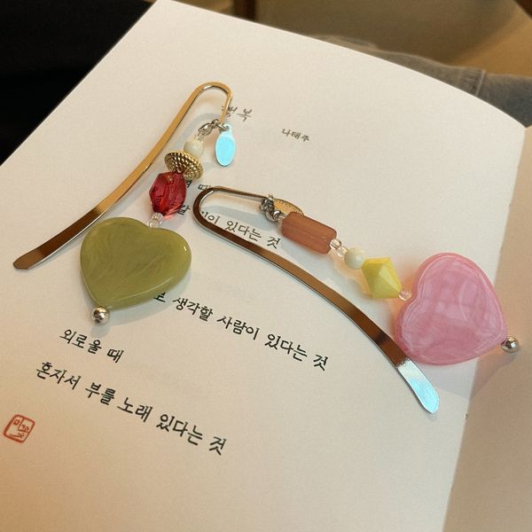 [선물 포장]pink big heart bookmark