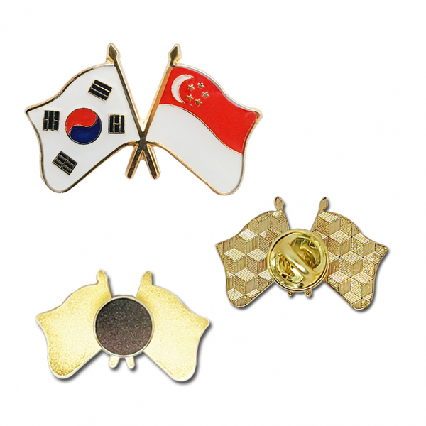 한국-싱가포르 국기교차 뱃지(자석형)