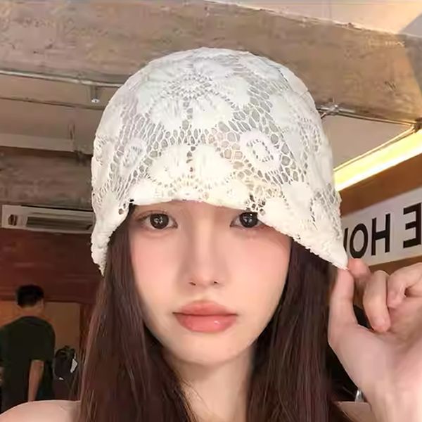 이루미 꽃무늬 니트 비니 두건 모자