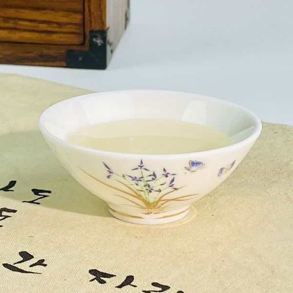 백자 자스민 낮은 도자기 찻잔 다기잔 40ml(WB6823C)