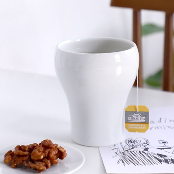 늘 설화 국산 물레 백자 도자기 둥근컵 480ml 1p
