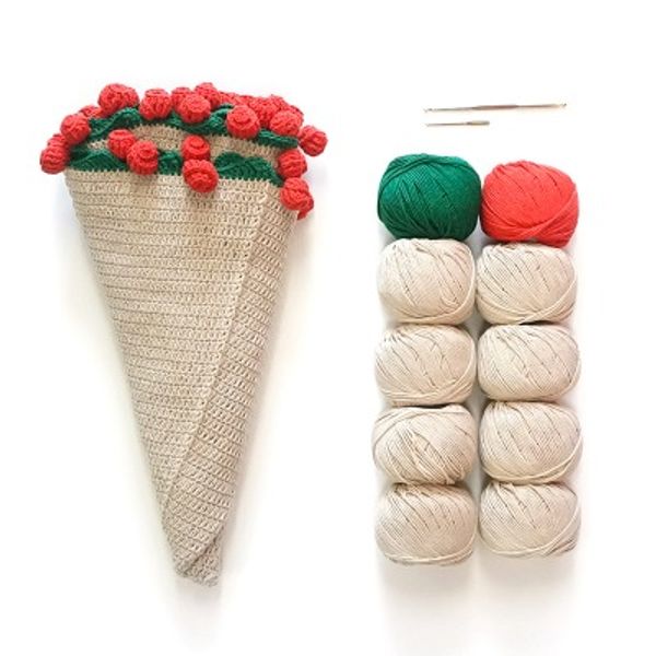 장미 꽃다발 원형 담요 - Knitting kit