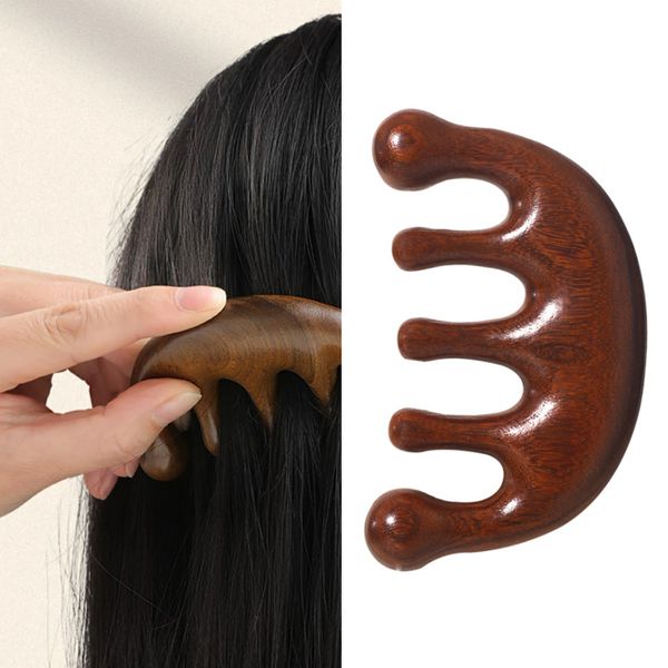 카모스 경락 두피 케어 원목 괄사 마사지 빗