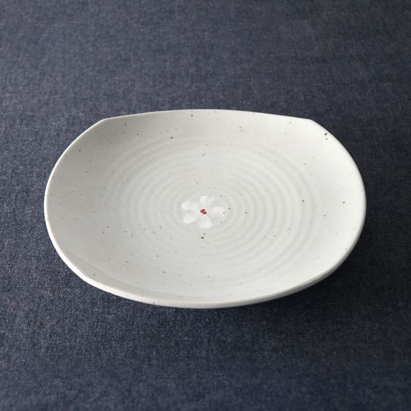 꽃 고백자 국산 도자기 둥근 사각접시 4size 택1 