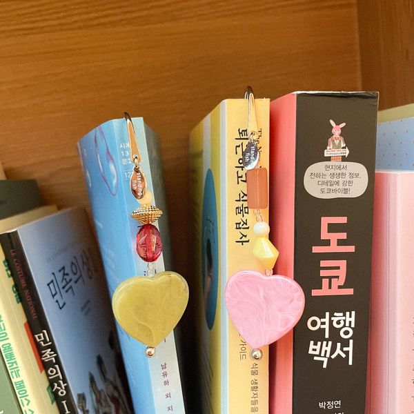 [선물 포장]pink big heart bookmark
