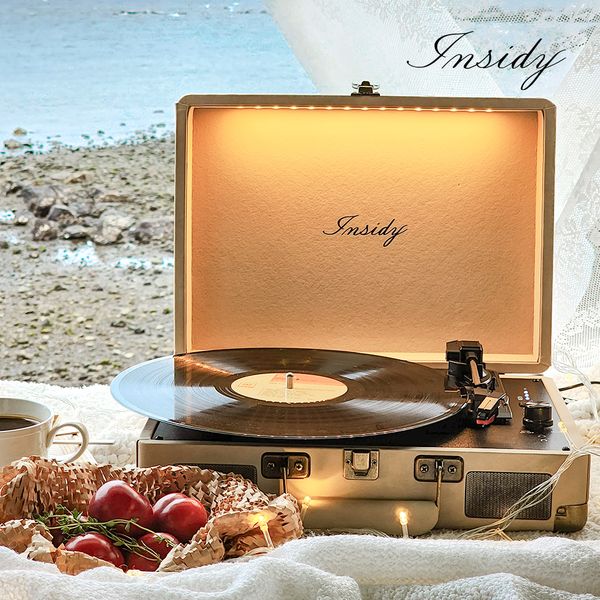 인사이디 무선 핸드메이드 LP 턴테이블 IBT-Retro LED