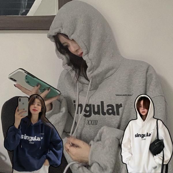 싱귤러 후드티 여자 기모 여성 간절기 티셔츠 가을