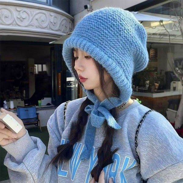 루즈 스트랩 모자 앤 백 가방  털모자