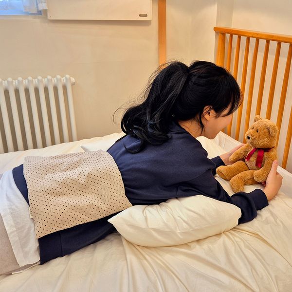 따스로미 코듀로이 땡땡이 현미 복부 허리 배 찜질팩 