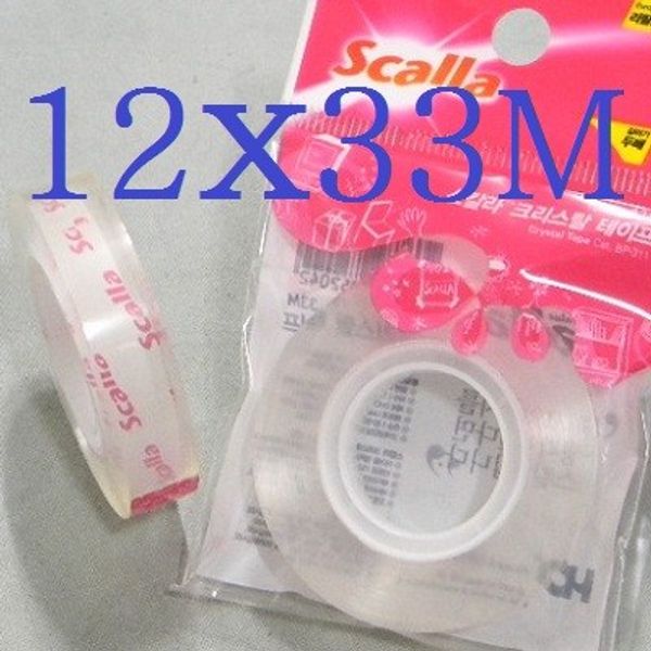 Scalla 접착력과 내구성이 뛰어난 아크릴 접착제를 사용한 12mmx33M 투명한 스칼라 크리스탈 테이프 리필 A391-2