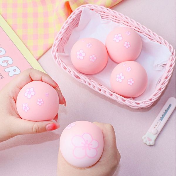 핑크 벚꽃 모찌 말랑이 공 6cm 촉감공 소프트볼 팝잇