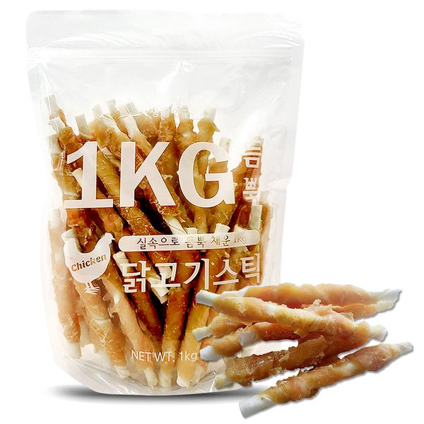 1KG 듬뿍 닭고기스틱 대용량 강아지 간식 반려견 개