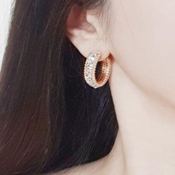 [쥬아나윤]스와로브스키 크리스탈 은침 반 링 귀걸이