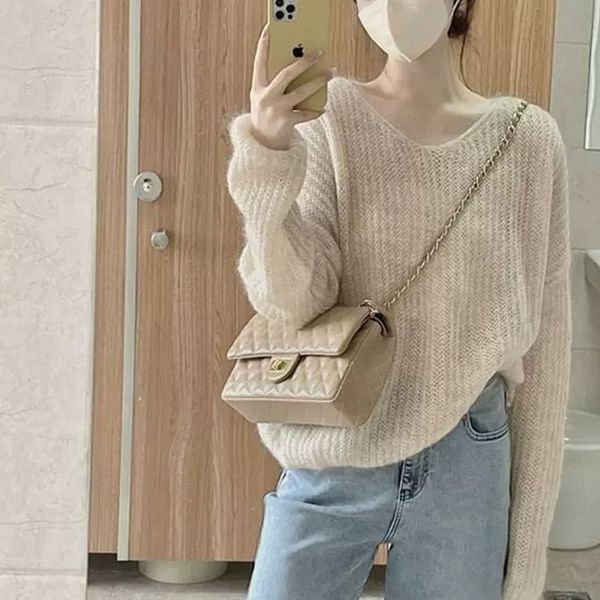브이넥 플레인 스타일 니트 여자 여성 스웨터