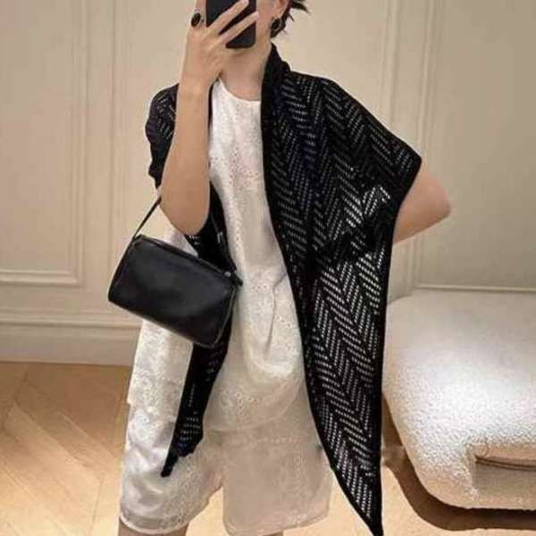 [애슬릿]숄 스카프 여성 가을 헤링본 니트 레이어드