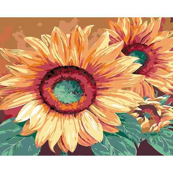 붉은 해바라기 (캔버스) 보석십자수 40x50