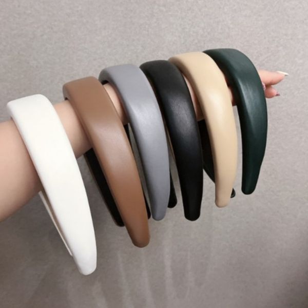 가죽 헤어밴드 6color 머리띠 넓은 반다나 귀안아픈