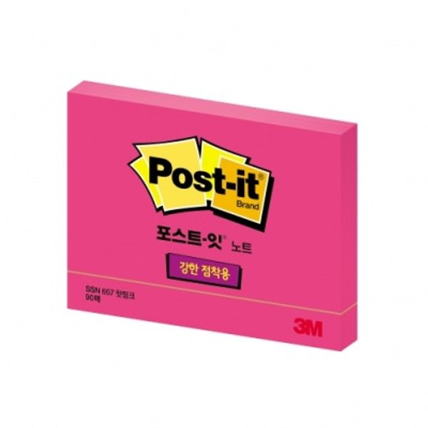 포스트잇 강한점착용노트 657 형광핫핑크 398145