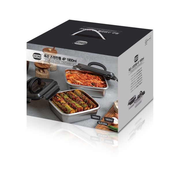 [디오바코] 옥슨 스테인리스 찬통 깊은형 4p 1800ml