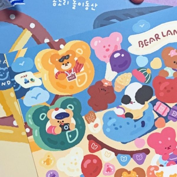 오메베어 곰도리 놀이동산 씰스티커