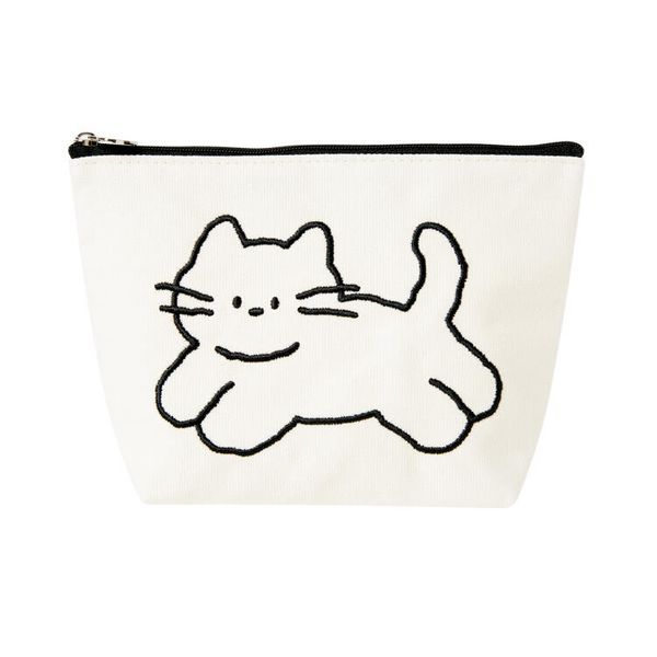 아트박스 고양이 자수파우치 블랙