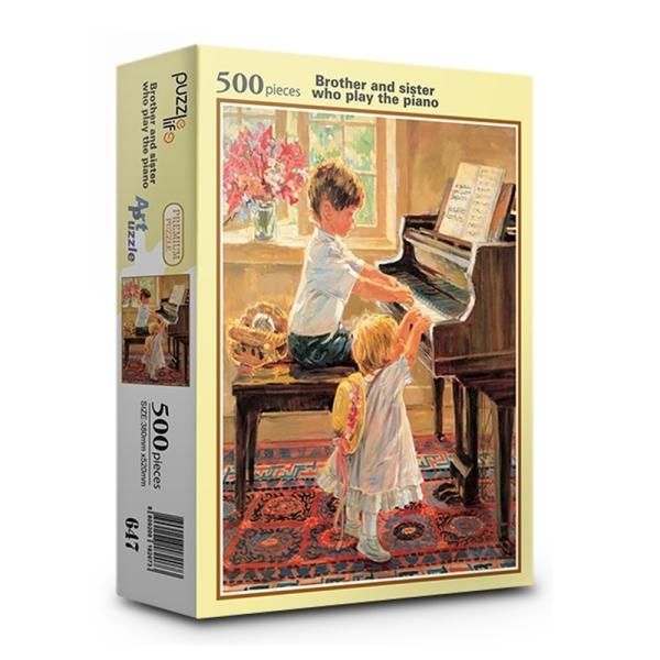직소퍼즐 풍경 명화 피아노 치는 남매 500피스 PL647